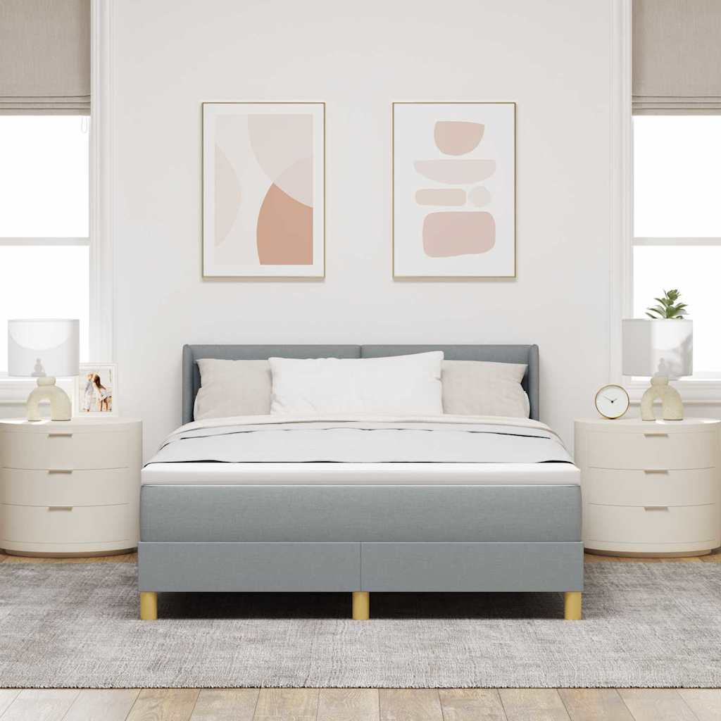 Letto a molle con testiera Grigio chiaro 200 x 140 cm Tessuto | homemem39