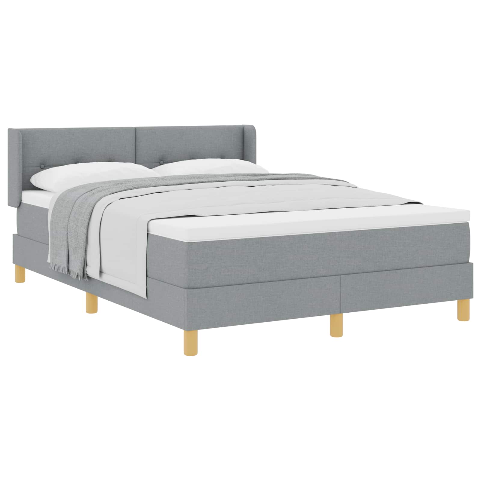 Letto a molle con testiera Grigio chiaro 200 x 140 cm Tessuto | homemem39
