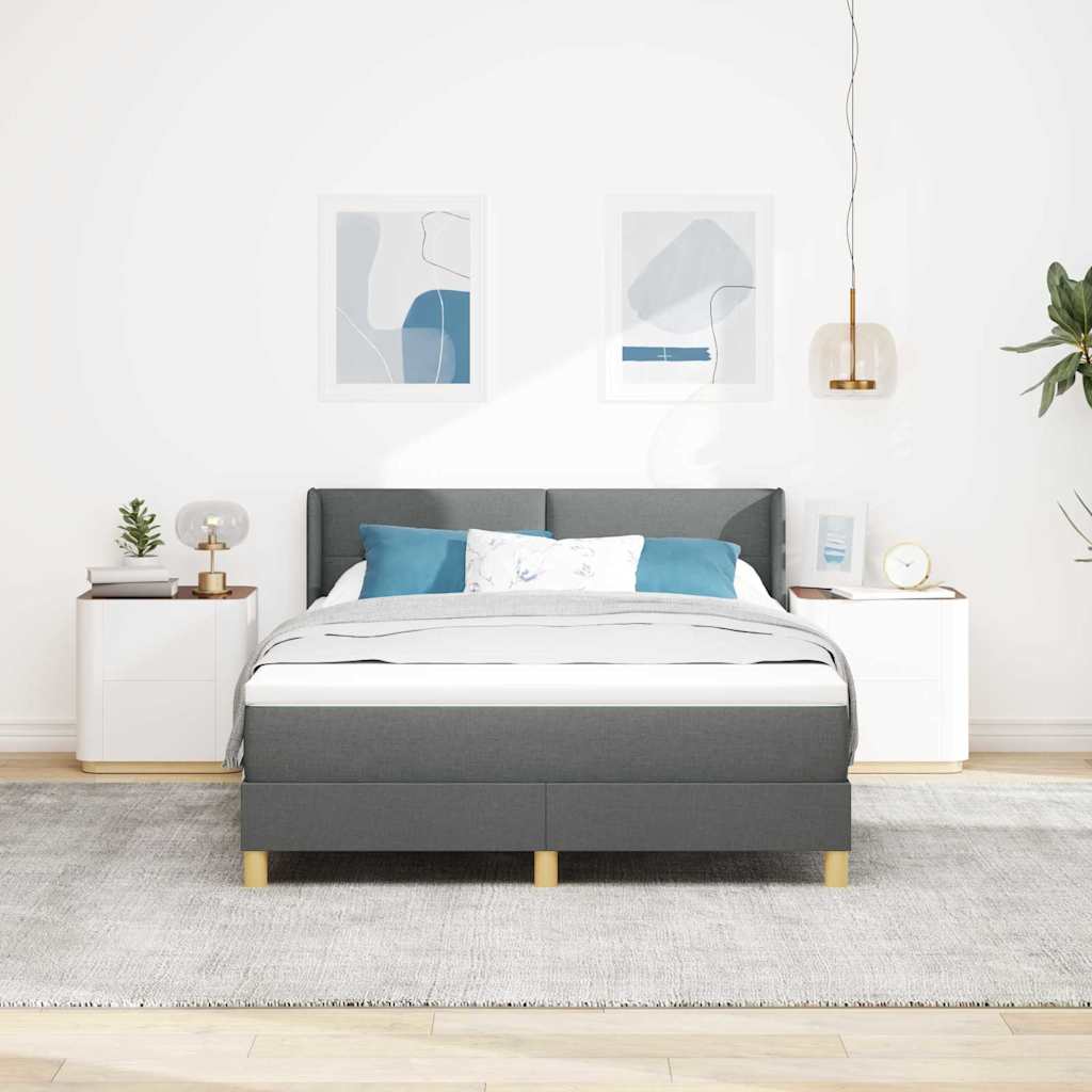 Letto a molle con testiera Grigio scuro 200 x 140 cm Tessuto | homemem39