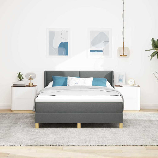 Letto a molle con testiera Grigio scuro 200 x 140 cm Tessuto | homemem39