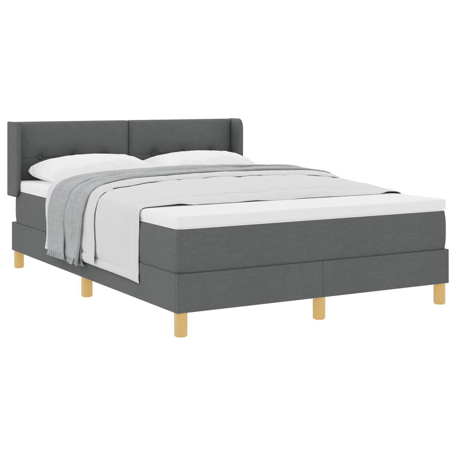 Letto a molle con testiera Grigio scuro 200 x 140 cm Tessuto | homemem39