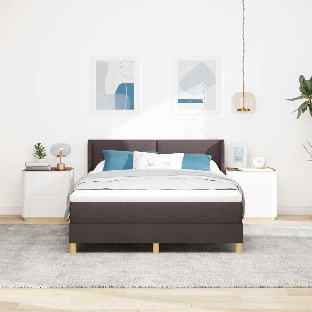 Letto a molle con testiera Marrone Scuro 200 x 140 cm Tessuto | homemem39