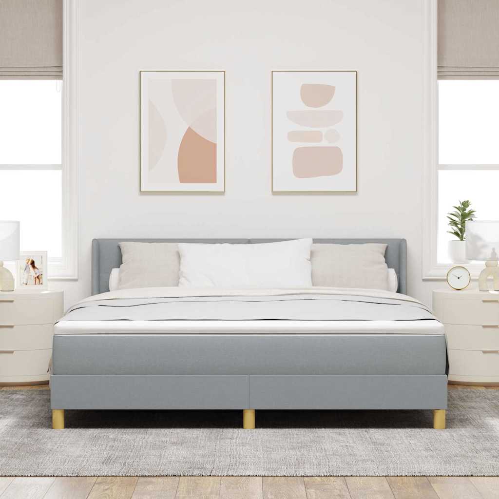 Letto a molle con testiera Grigio chiaro 200 x 180 cm Tessuto | homemem39
