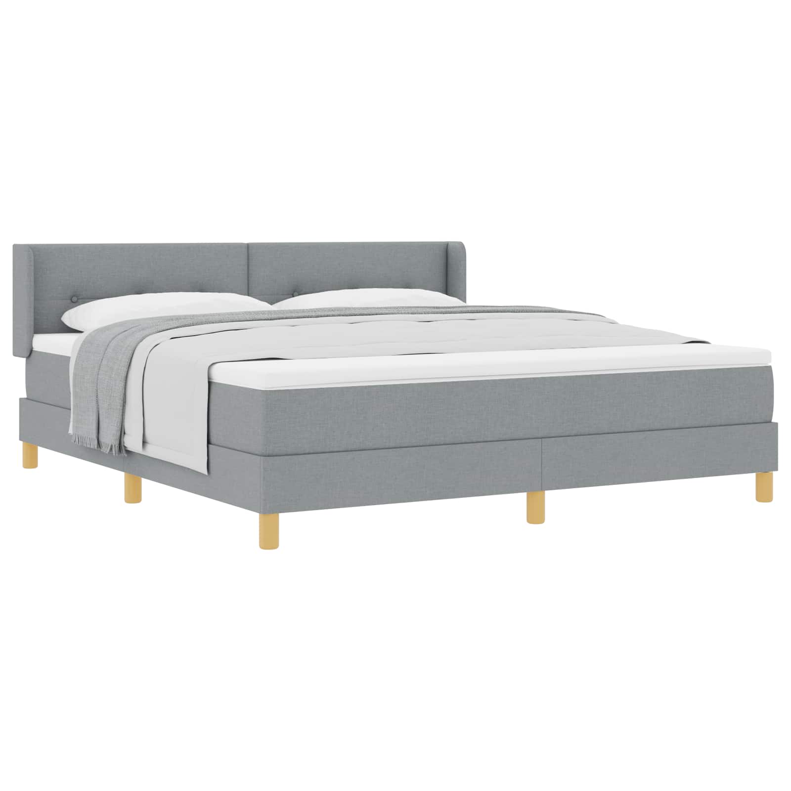 Letto a molle con testiera Grigio chiaro 200 x 180 cm Tessuto | homemem39