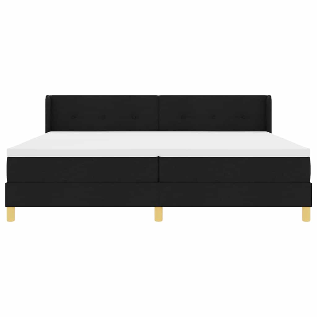 Letto a molle Nero 200 x 200 cm Rivestimento e Legno e Schiuma