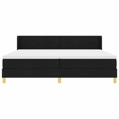 Letto a molle Nero 200 x 200 cm Rivestimento e Legno e Schiuma