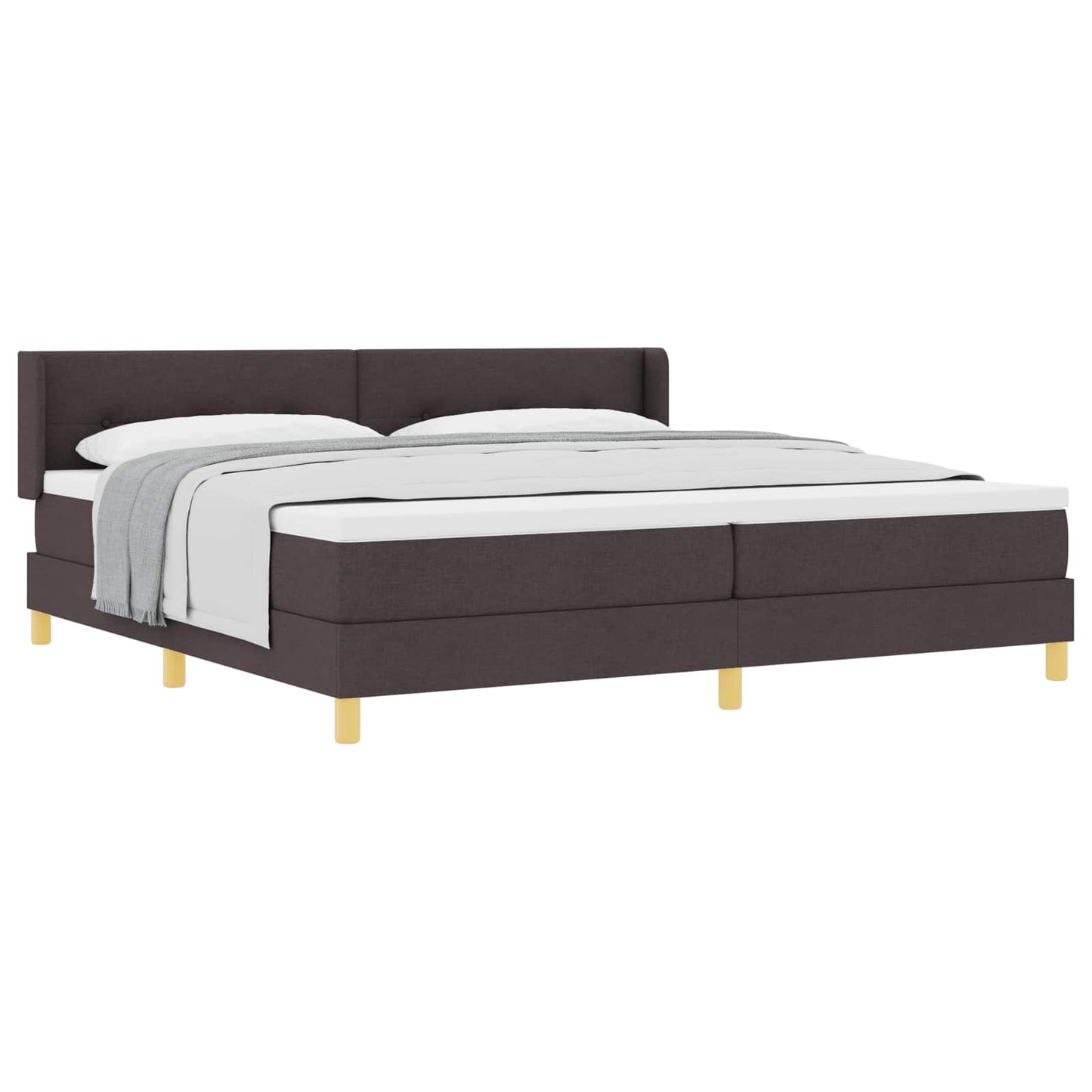 Letto a molle con testiera Marrone Scuro 200 x 200 cm Tessuto