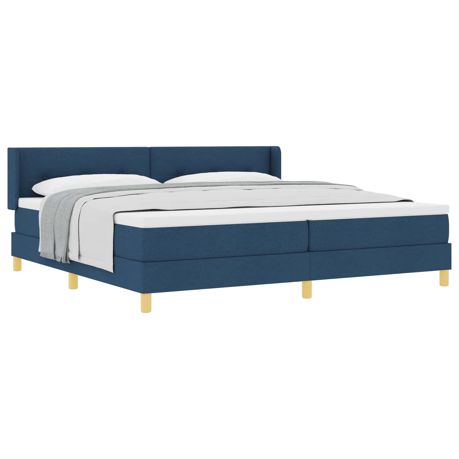 Letto a molle con testiera Blu 200 x 200 cm Tessuto | homemem39