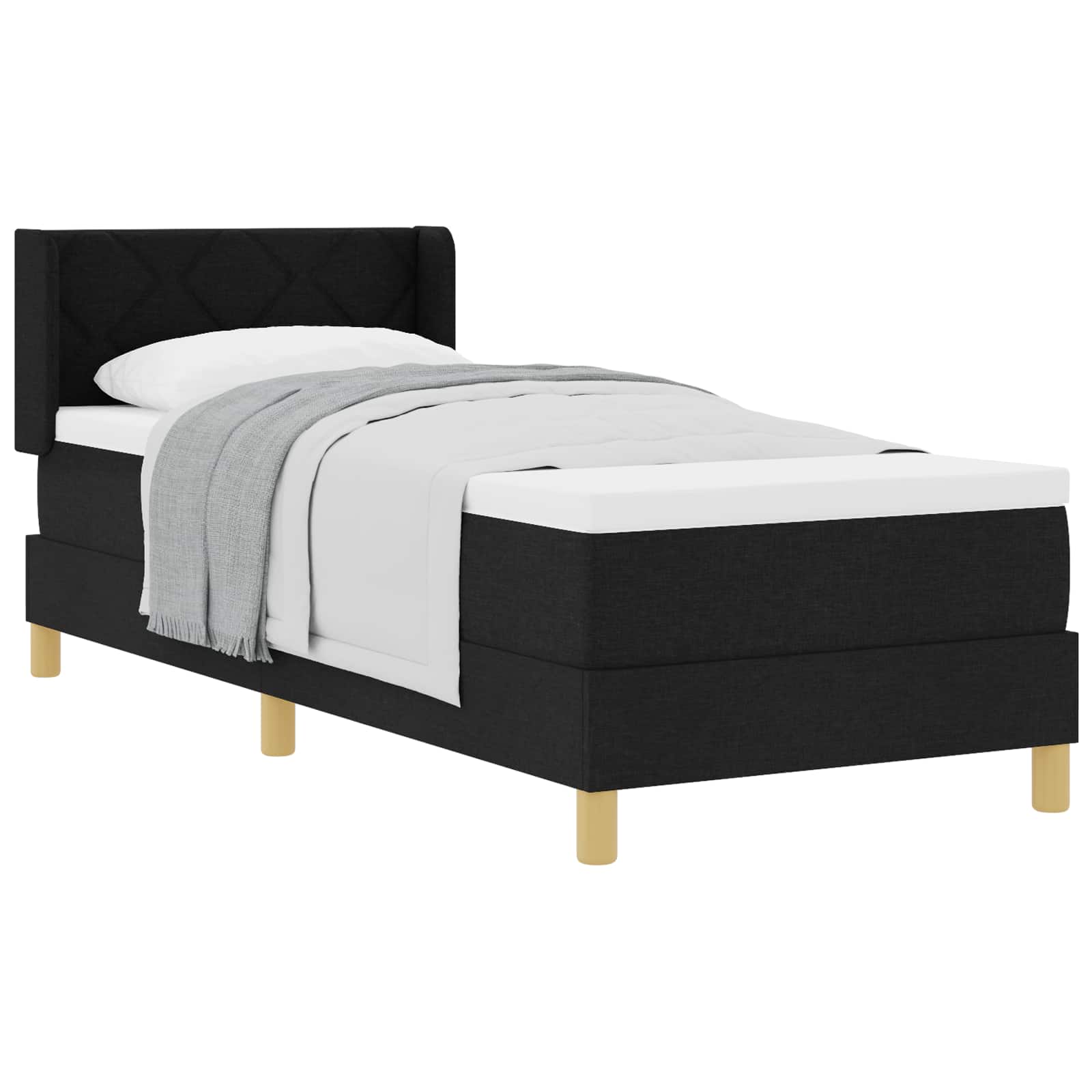 Letto a molle con testiera Nero 200 x 80 cm Tessuto | homemem39