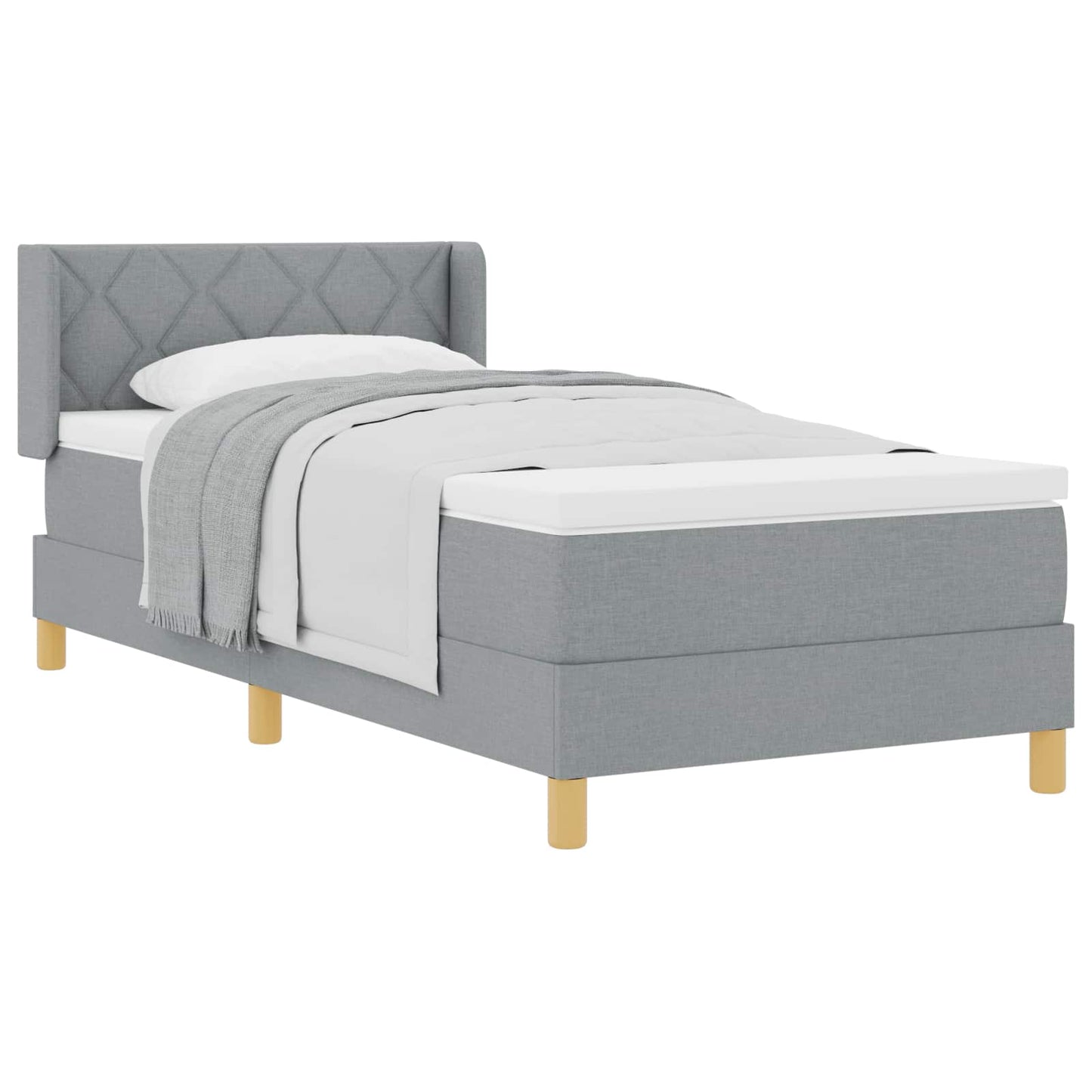 Letto a molle con testiera Grigio chiaro 190 x 90 cm Poliestere
