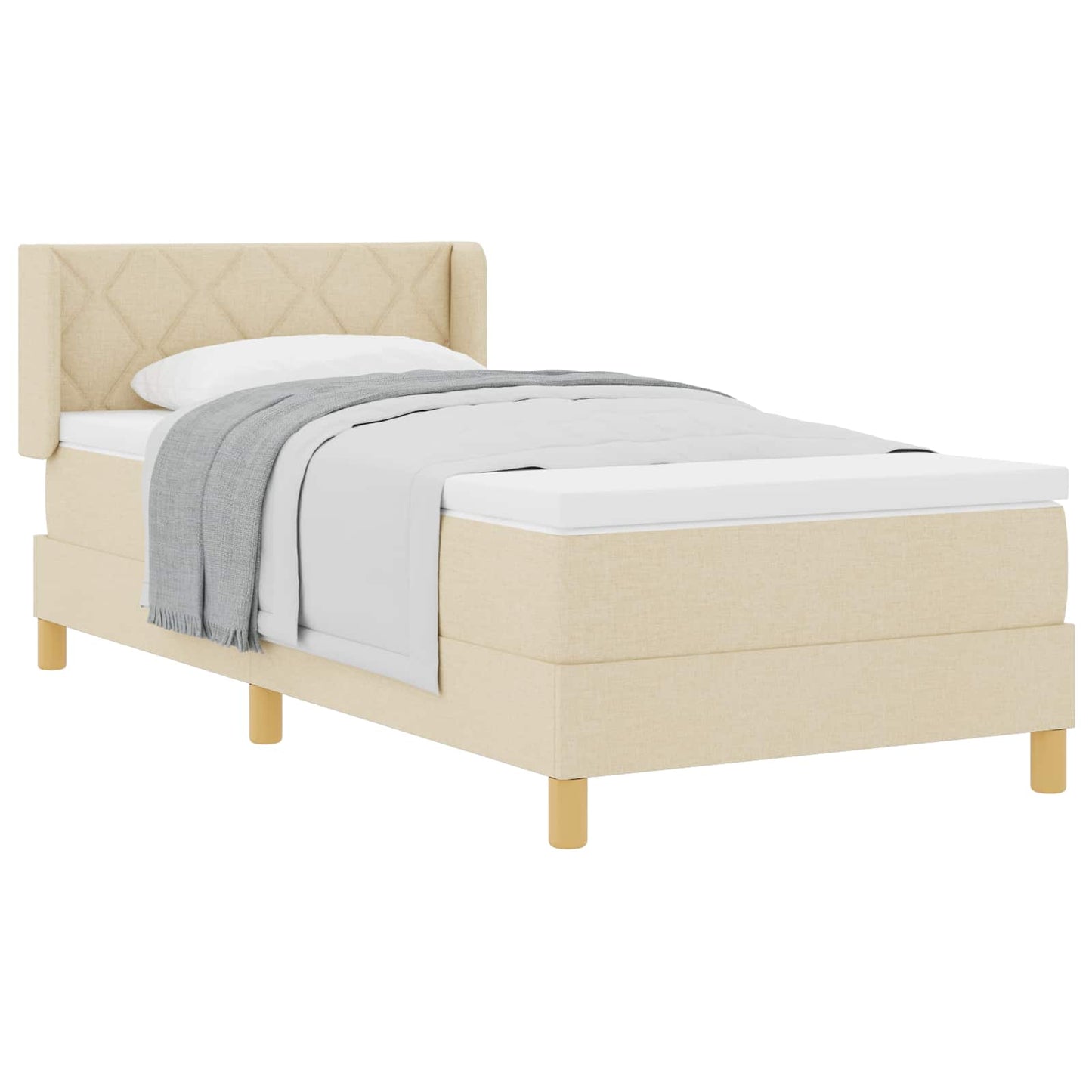 Letto a molle con testiera Crema 190 x 90 cm Tessuto | homemem39