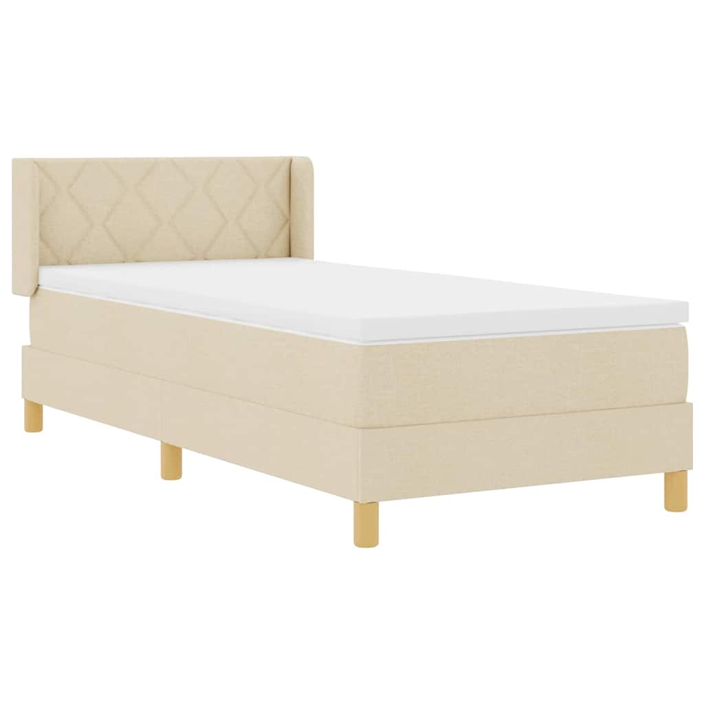 Letto a molle con testiera Crema 190 x 90 cm Tessuto | homemem39