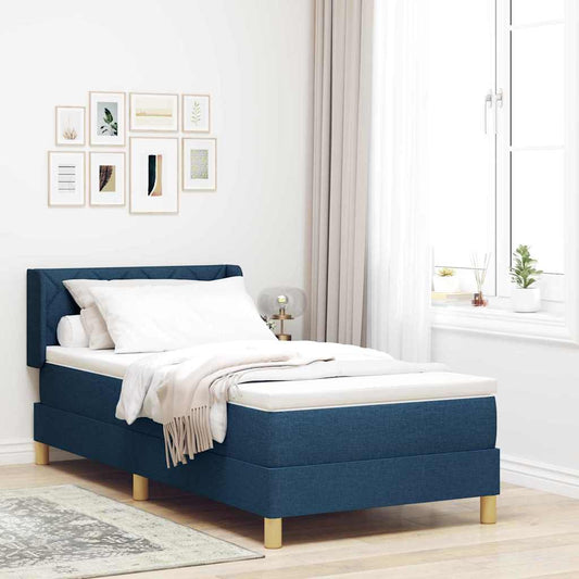 Letto a molle con testiera Blu 190 x 90 cm Tessuto | homemem39