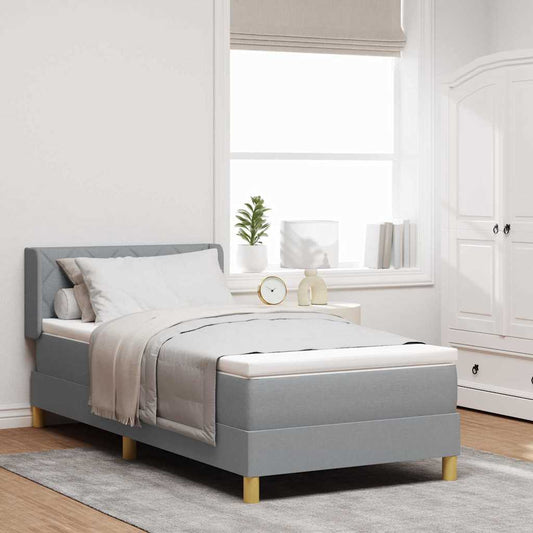 Letto a molle con testiera Grigio chiaro 200 x 90 cm Tessuto | homemem39