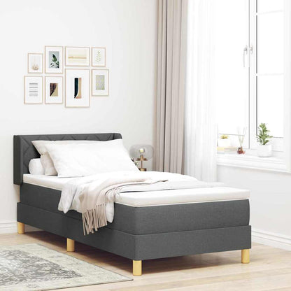 Letto a molle con testiera Grigio scuro 200 x 90 cm Tessuto | homemem39