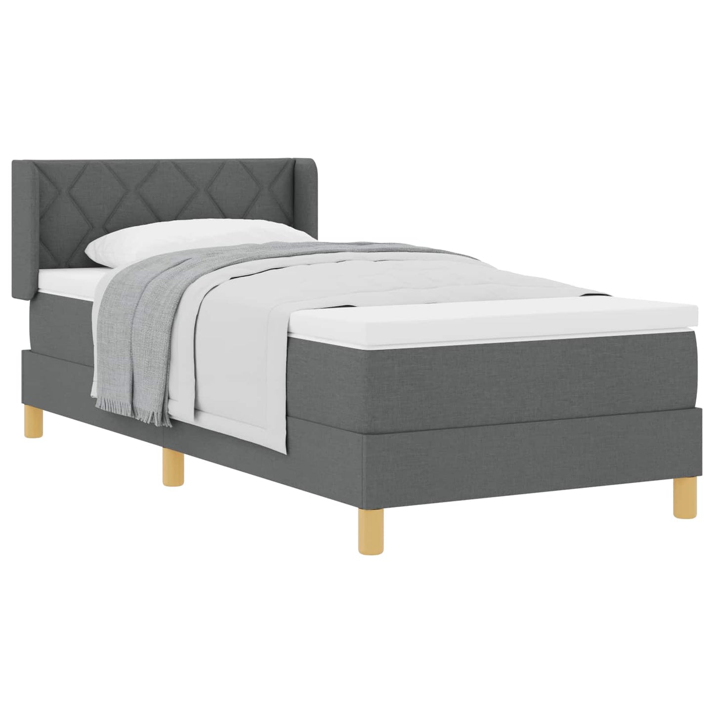 Letto a molle con testiera Grigio scuro 200 x 90 cm Tessuto | homemem39