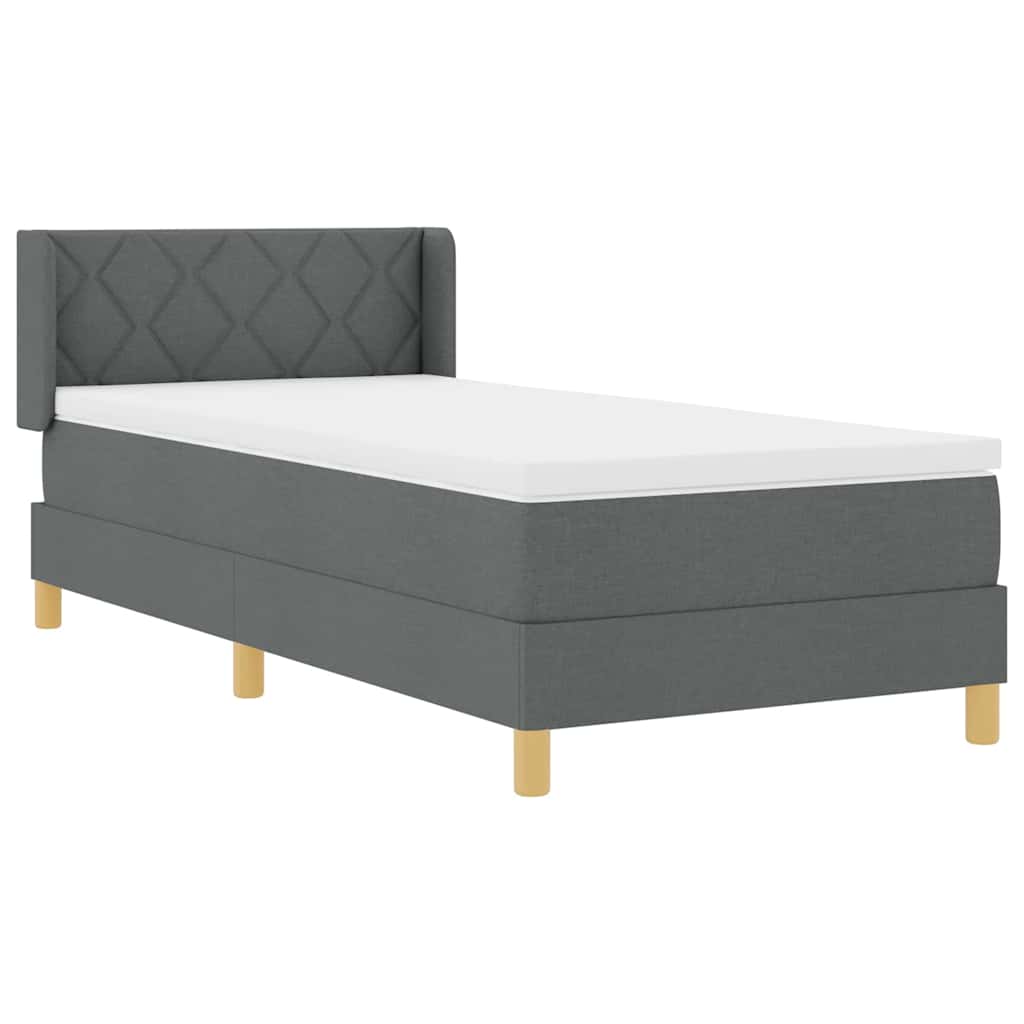 Letto a molle con testiera Grigio scuro 200 x 90 cm Tessuto | homemem39