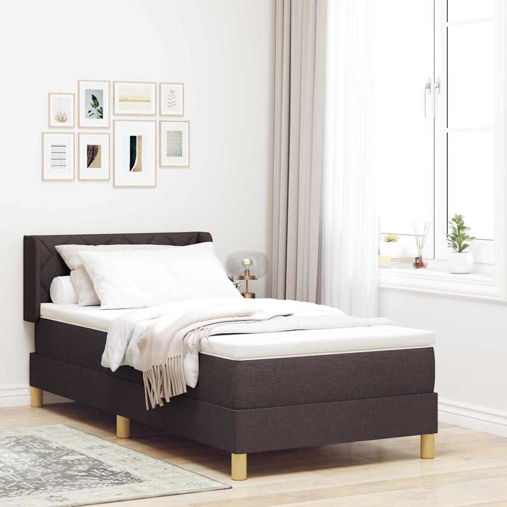 Letto a molle con testiera Marrone Scuro 200 x 90 cm Tessuto
