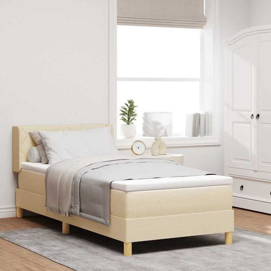 Letto a molle con testiera Crema 200 x 100 cm Tessuto | homemem39