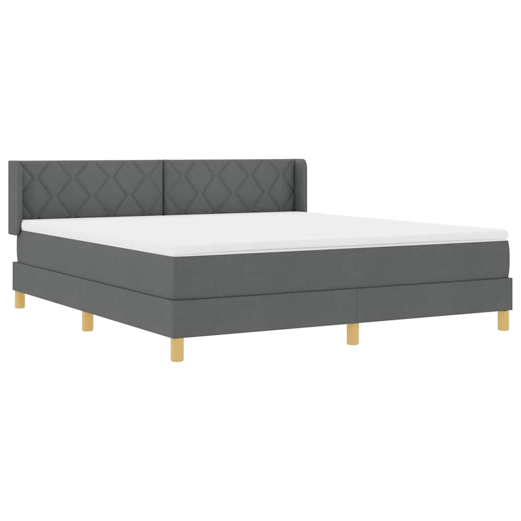Letto a molle con testiera Grigio scuro 200 x 180 cm Tessuto