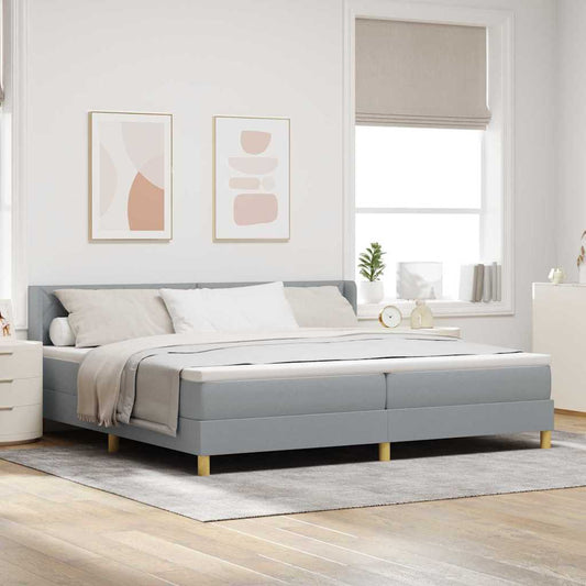 Letto a molle con testiera Grigio chiaro 200 x 200 cm Tessuto | homemem39