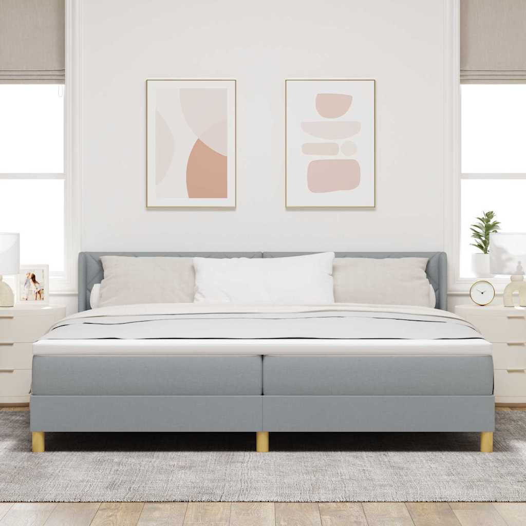 Letto a molle con testiera Grigio chiaro 200 x 200 cm Tessuto | homemem39