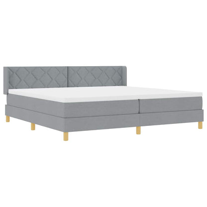 Letto a molle con testiera Grigio chiaro 200 x 200 cm Tessuto | homemem39