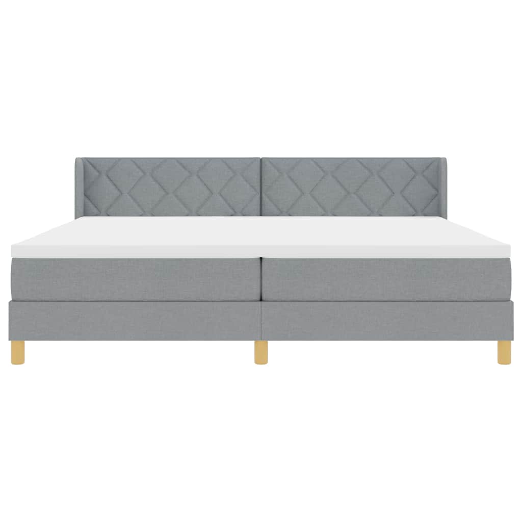 Letto a molle con testiera Grigio chiaro 200 x 200 cm Tessuto | homemem39
