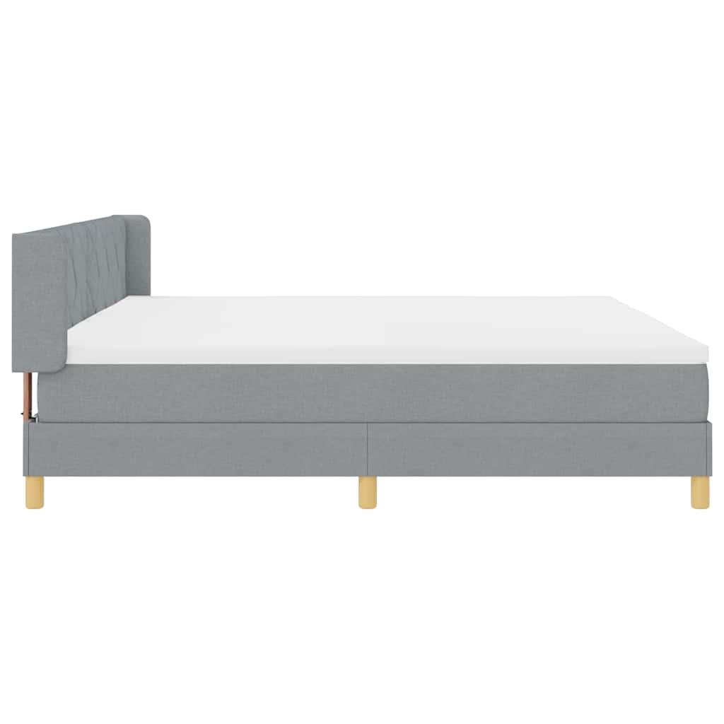 Letto a molle con testiera Grigio chiaro 200 x 200 cm Tessuto | homemem39