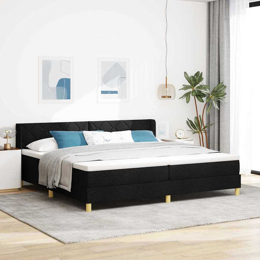 Letto a molle con testiera Nero 200 x 200 cm Tessuto | homemem39