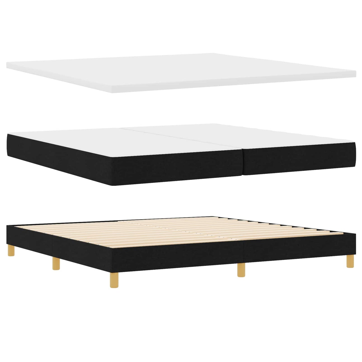 Letto a molle con testiera Nero 200 x 200 cm Tessuto