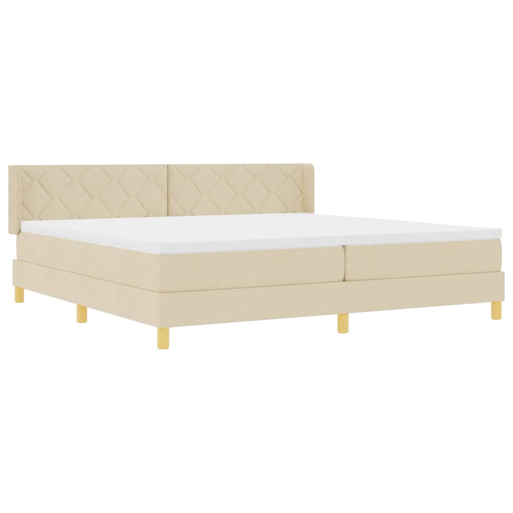 Letto a molle con materasso Crema 200 x 200 cm Poliestere