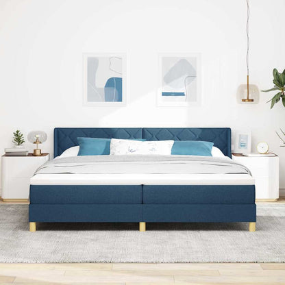 Letto a molle con testiera Blu 200 x 200 cm Tessuto | homemem39