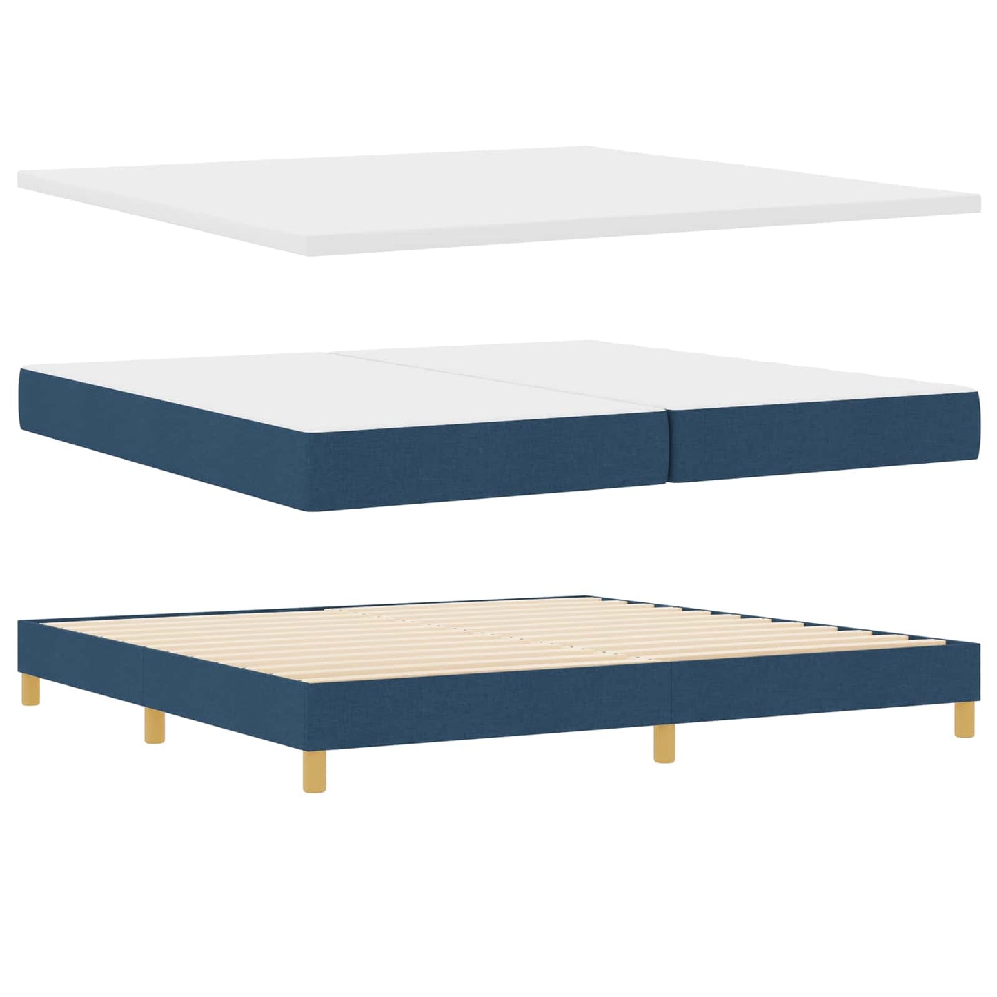 Letto a molle con testiera Blu 200 x 200 cm Tessuto | homemem39
