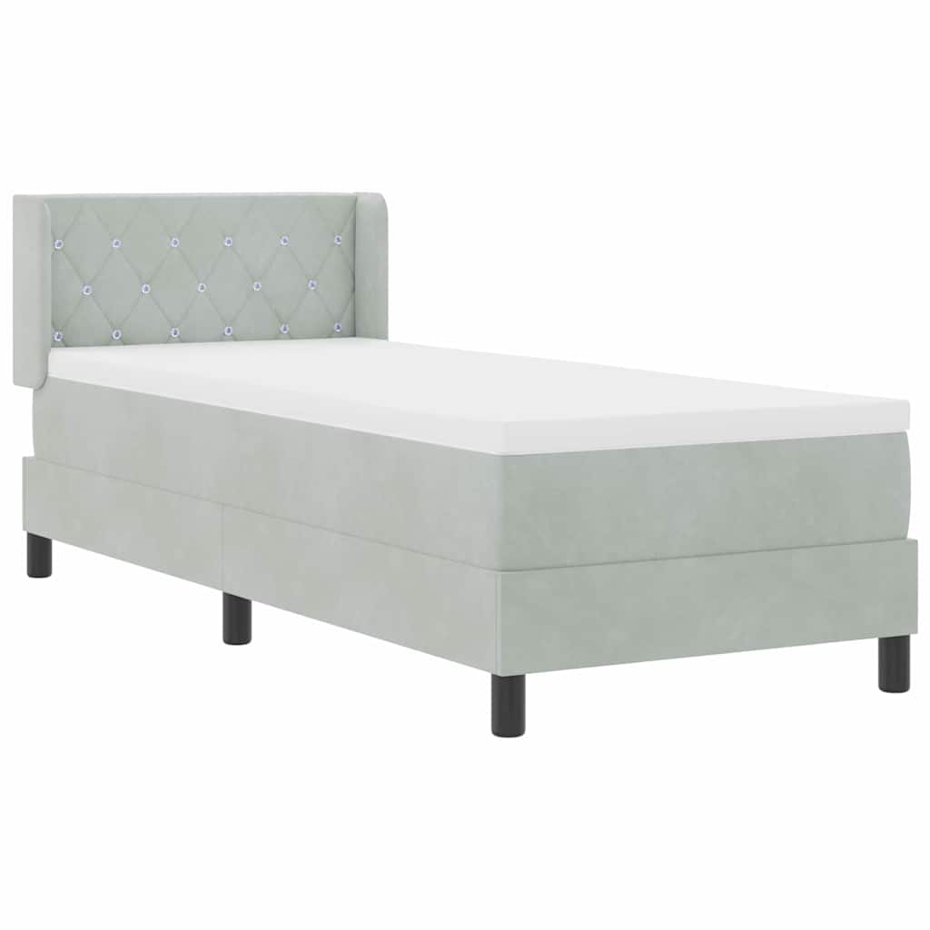 Letto a molle con testiera Grigio chiaro 200 x 80 cm Velluto | homemem39