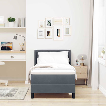Letto a molle con testiera Grigio scuro 200 x 80 cm Velluto | homemem39