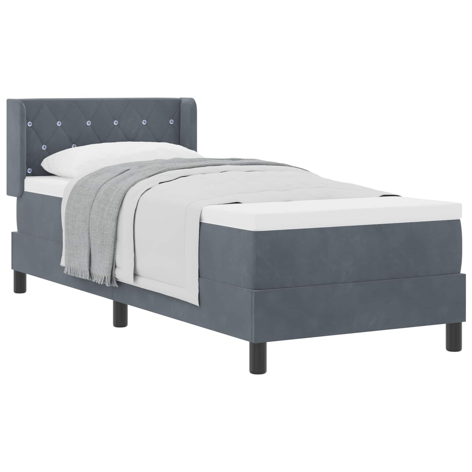 Letto a molle con testiera Grigio scuro 200 x 80 cm Velluto | homemem39