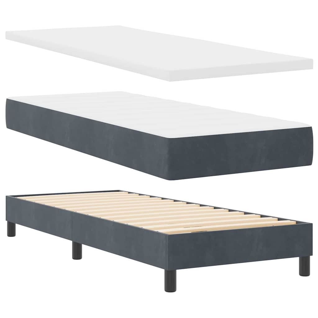 Letto a molle con testiera Grigio scuro 200 x 80 cm Velluto | homemem39