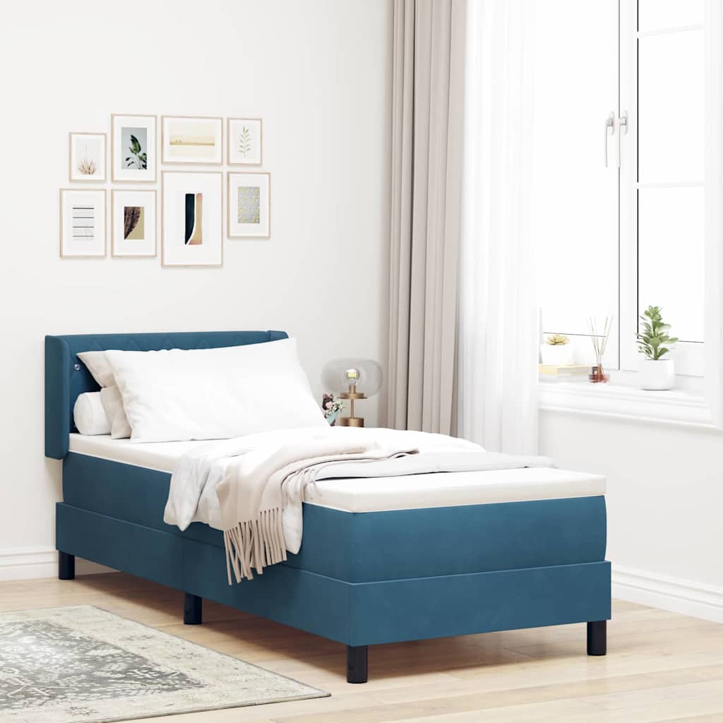 Letto a molle con testiera Blu Scuro 200 x 80 cm Velluto | homemem39