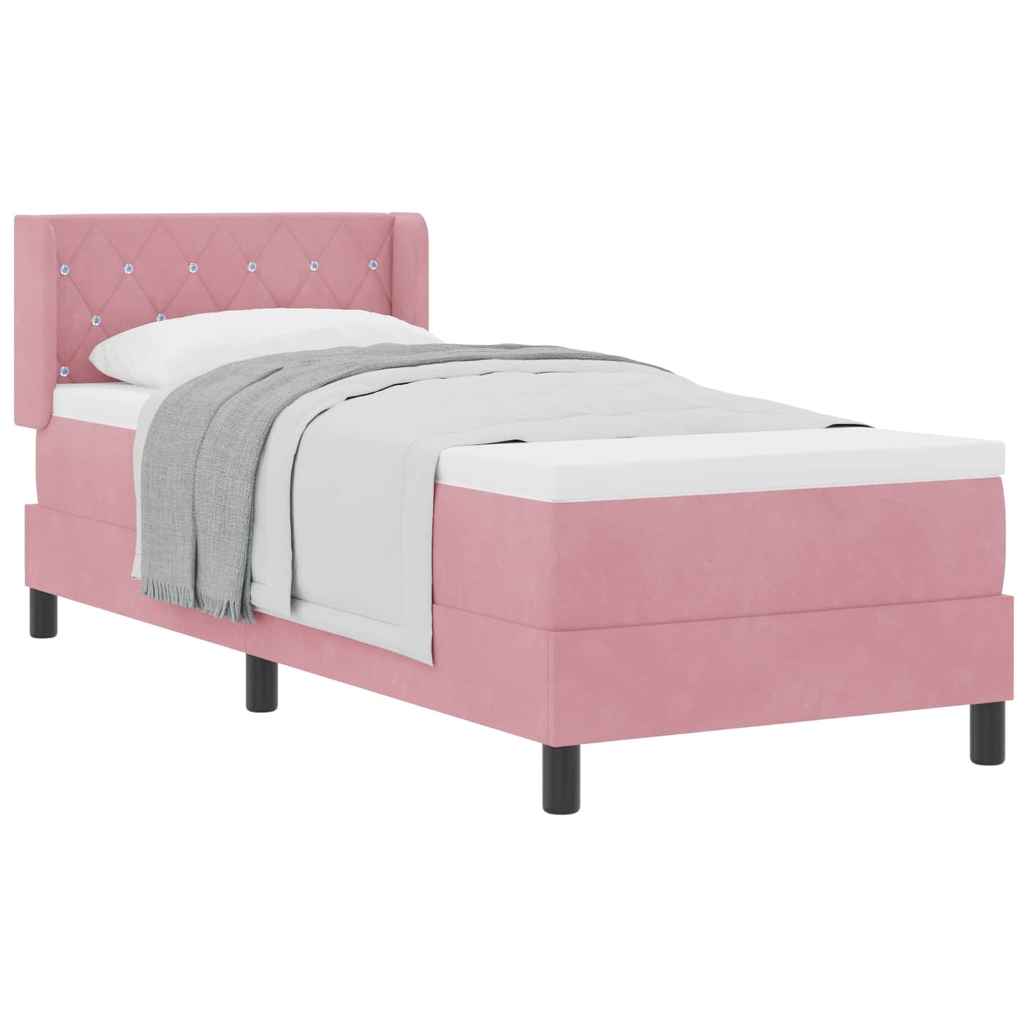 Letto a molle con testiera Rosa 200 x 80 cm Velluto | homemem39