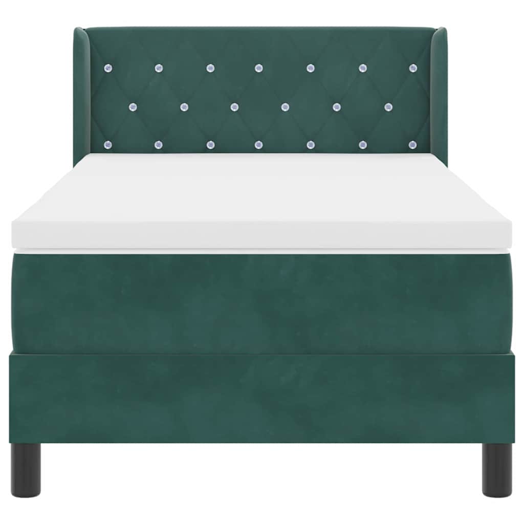 Letto a molle con materasso Verde Scuro 190 x 90 cm Poliestere