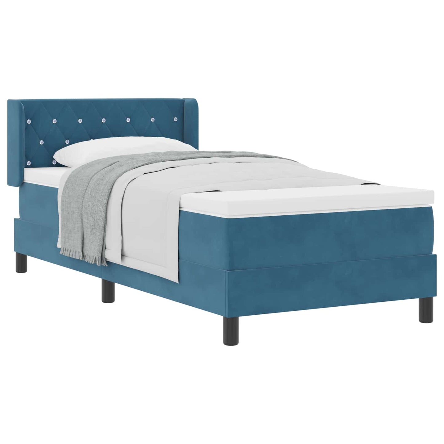 Letto a molle con testiera Blu Scuro 190 x 90 cm Velluto | homemem39