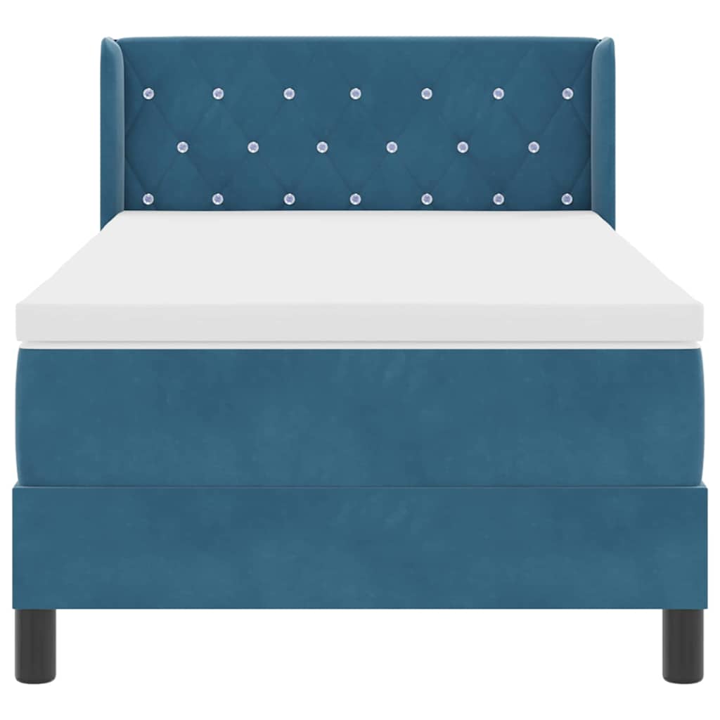 Letto a molle con testiera Blu Scuro 190 x 90 cm Velluto | homemem39