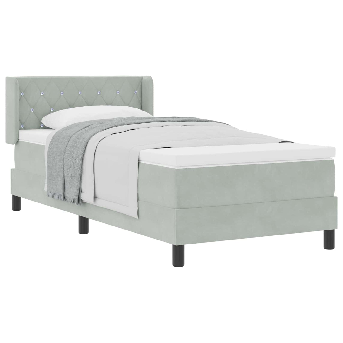 Letto a molle con testiera Grigio chiaro 200 x 90 cm Velluto | homemem39