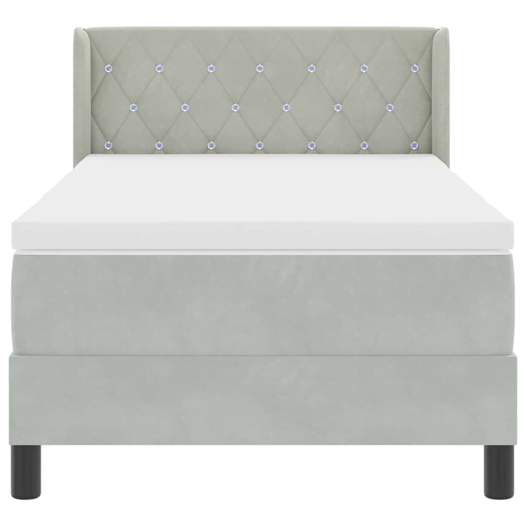 Letto a molle con testiera Grigio chiaro 200 x 90 cm Velluto | homemem39