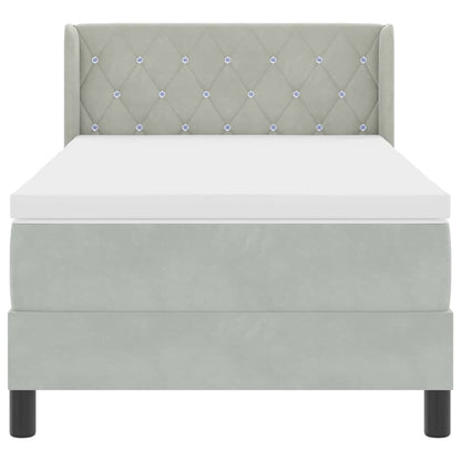Letto a molle con testiera Grigio chiaro 200 x 90 cm Velluto | homemem39