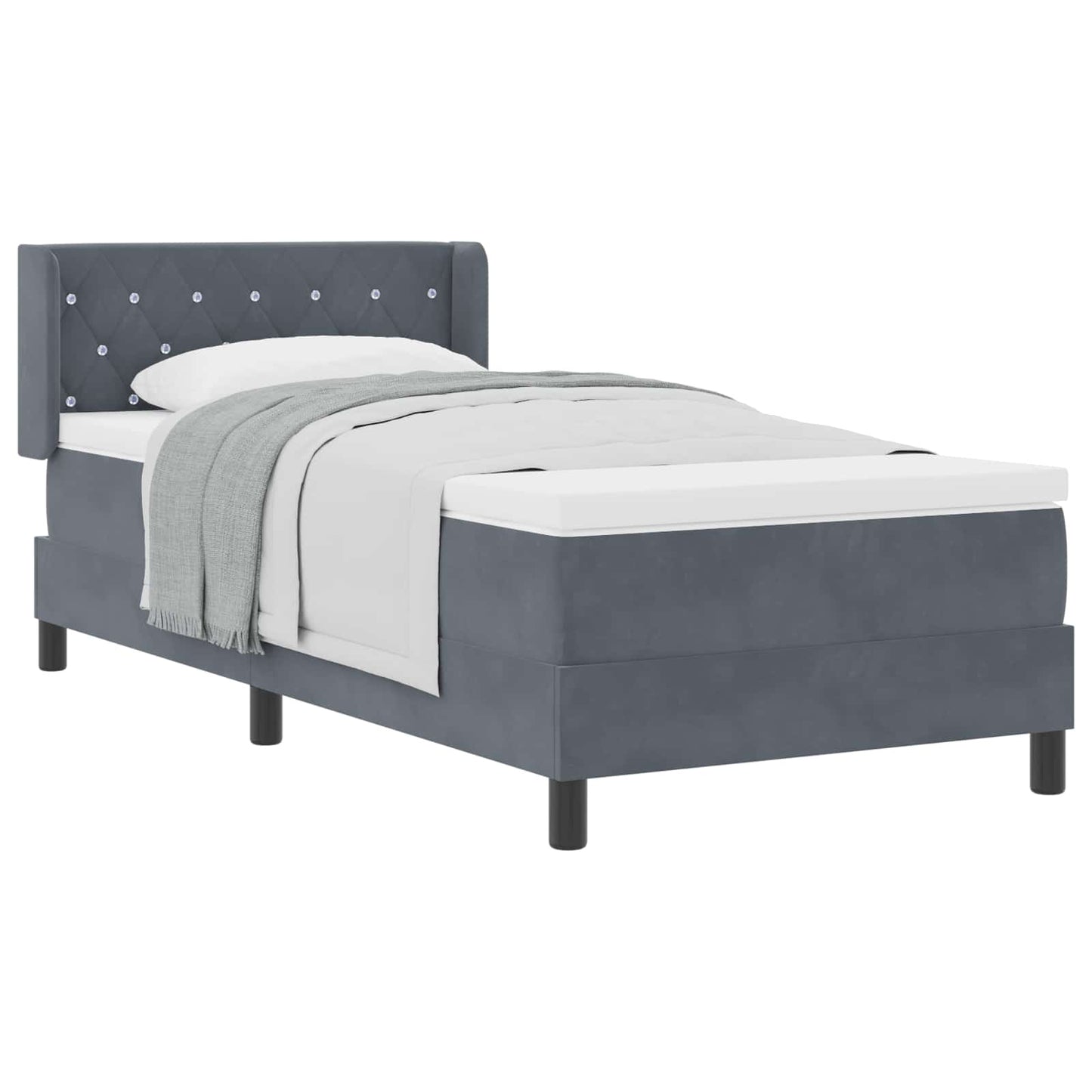 Letto a molle con materasso Grigio scuro 200 x 90 cm Poliestere