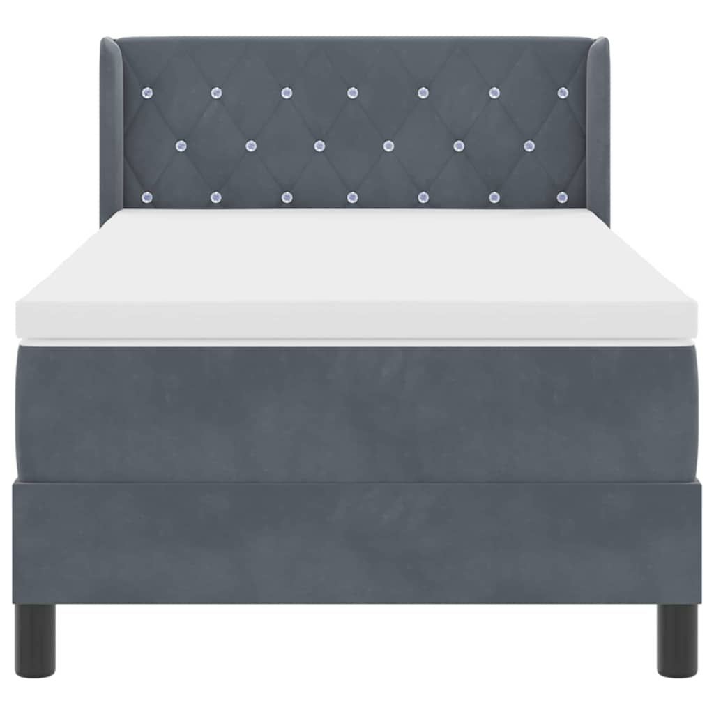 Letto Box Spring con Materasso Nero 100x200 cm in Velluto