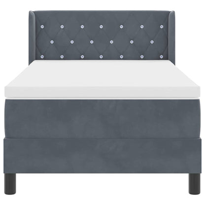 Letto Box Spring con Materasso Nero 100x200 cm in Velluto