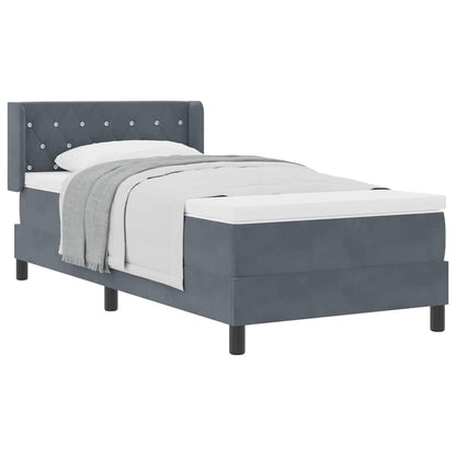 Letto Box Spring con Materasso Nero 100x200 cm in Velluto